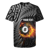 Personalised New Zealand Billiards Rugby Jersey Maori Fern On Fire 8 Ball - Polynesian Pride
