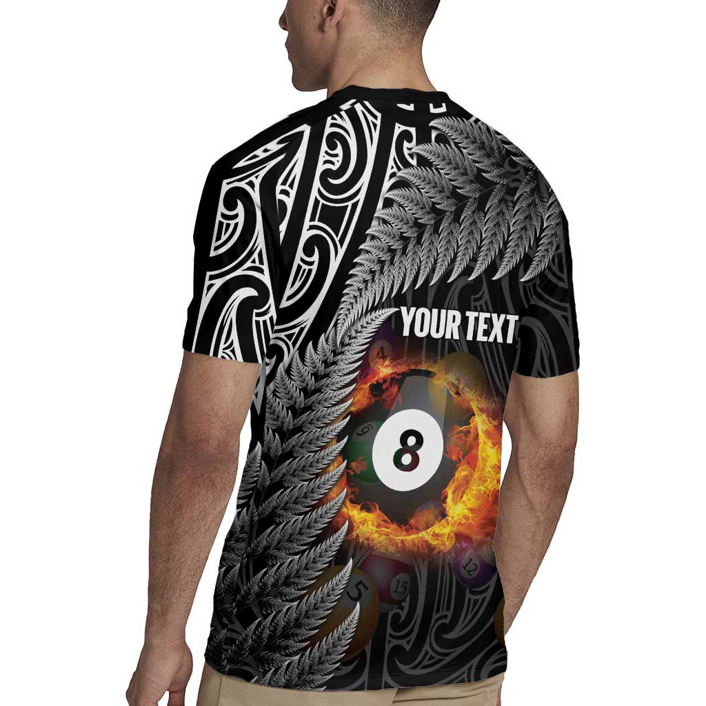 Personalised New Zealand Billiards Rugby Jersey Maori Fern On Fire 8 Ball - Polynesian Pride