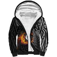 Personalised New Zealand Billiards Sherpa Hoodie Maori Fern On Fire 8 Ball LT14 Unisex Black - Polynesian Pride