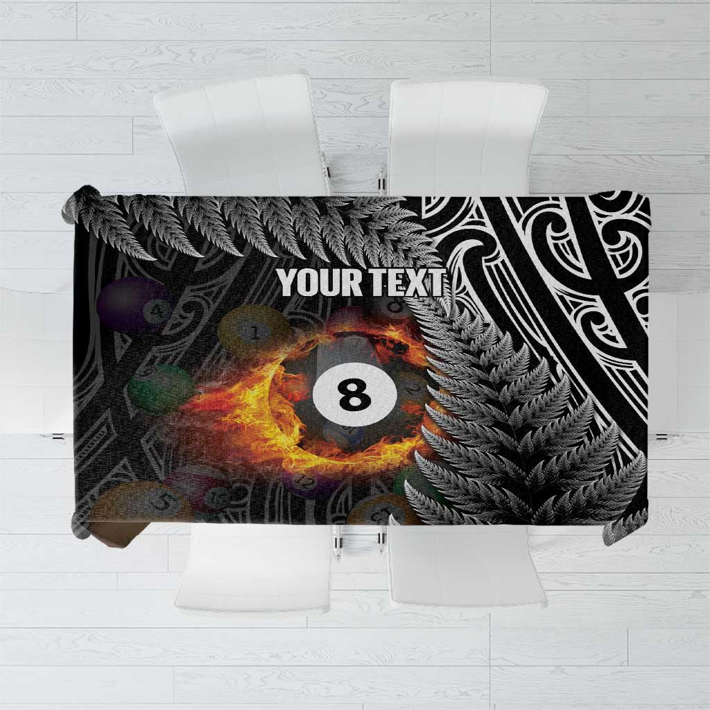Personalised New Zealand Billiards Tablecloth Maori Fern On Fire 8 Ball - Polynesian Pride