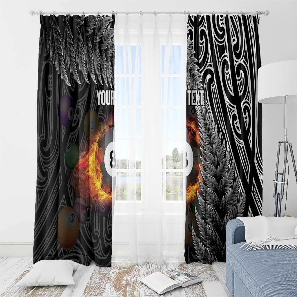 Personalised New Zealand Billiards Window Curtain Maori Fern On Fire 8 Ball - Polynesian Pride