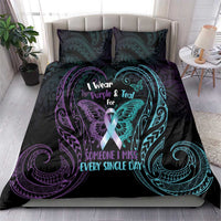 Suicide Awareness Memorial Bedding Set I Wear Purple and Teal For Someone I Miss - Polynesian Pride