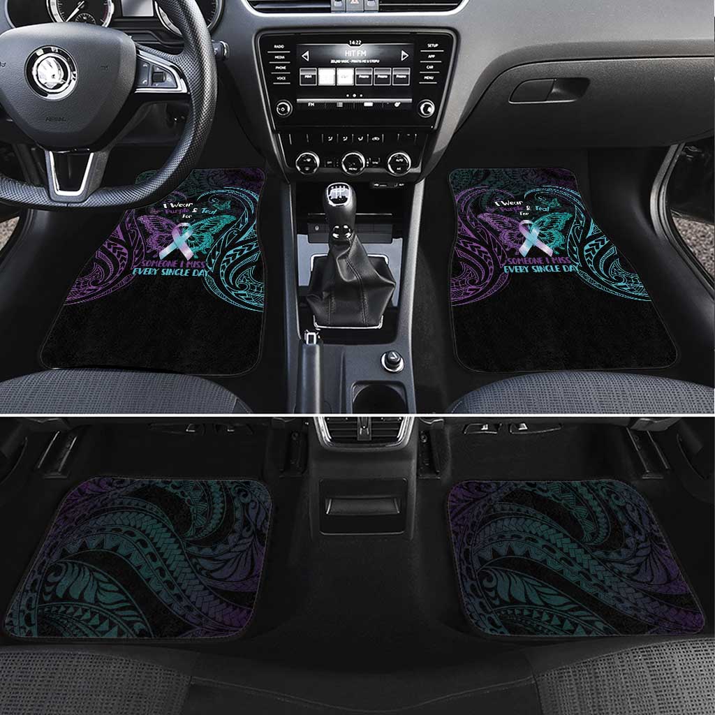 Suicide Awareness Memorial Car Mats I Wear Purple and Teal For Someone I Miss - Polynesian Pride