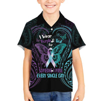 Suicide Awareness Memorial Family Matching Long Sleeve Bodycon Dress and Hawaiian Shirt I Wear Purple and Teal For Someone I Miss - Polynesian Pride