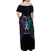 Suicide Awareness Memorial Family Matching Off Shoulder Maxi Dress and Hawaiian Shirt I Wear Purple and Teal For Someone I Miss - Polynesian Pride