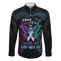 Suicide Awareness Memorial Family Matching Puletasi and Hawaiian Shirt I Wear Purple and Teal For Someone I Miss - Polynesian Pride