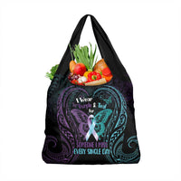 Suicide Awareness Memorial Grocery Bag I Wear Purple and Teal For Someone I Miss - Polynesian Pride