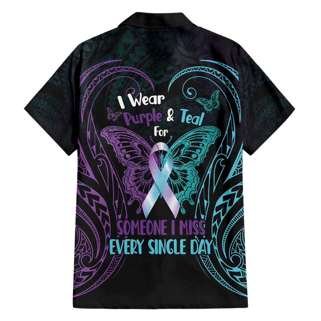 Suicide Awareness Memorial Hawaiian Shirt I Wear Purple and Teal For Someone I Miss - Polynesian Pride