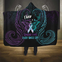 Suicide Awareness Memorial Hooded Blanket I Wear Purple and Teal For Someone I Miss - Polynesian Pride