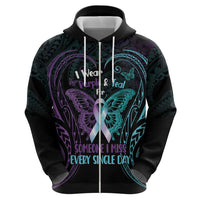 Suicide Awareness Memorial Hoodie I Wear Purple and Teal For Someone I Miss - Polynesian Pride
