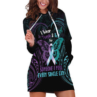 Suicide Awareness Memorial Hoodie Dress I Wear Purple and Teal For Someone I Miss - Polynesian Pride
