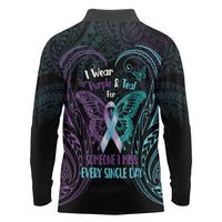 Suicide Awareness Memorial Long Sleeve Polo Shirt I Wear Purple and Teal For Someone I Miss - Polynesian Pride