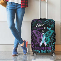Suicide Awareness Memorial Luggage Cover I Wear Purple and Teal For Someone I Miss - Polynesian Pride