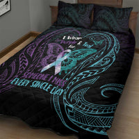 Suicide Awareness Memorial Quilt Bed Set I Wear Purple and Teal For Someone I Miss - Polynesian Pride