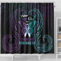 Suicide Awareness Memorial Shower Curtain I Wear Purple and Teal For Someone I Miss - Polynesian Pride