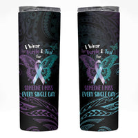 Suicide Awareness Memorial Skinny Tumbler I Wear Purple and Teal For Someone I Miss - Polynesian Pride