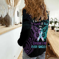 Suicide Awareness Memorial Women Casual Shirt I Wear Purple and Teal For Someone I Miss - Polynesian Pride