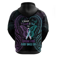 Suicide Awareness Memorial Zip Hoodie I Wear Purple and Teal For Someone I Miss - Polynesian Pride