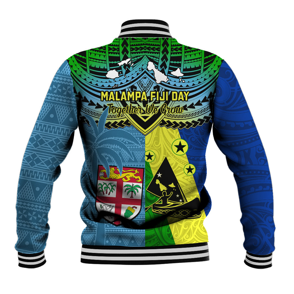Malampa Fiji Day Baseball Jacket Together We Grow Proud Polynesian Tapa Artsy LT14 - Polynesian Pride