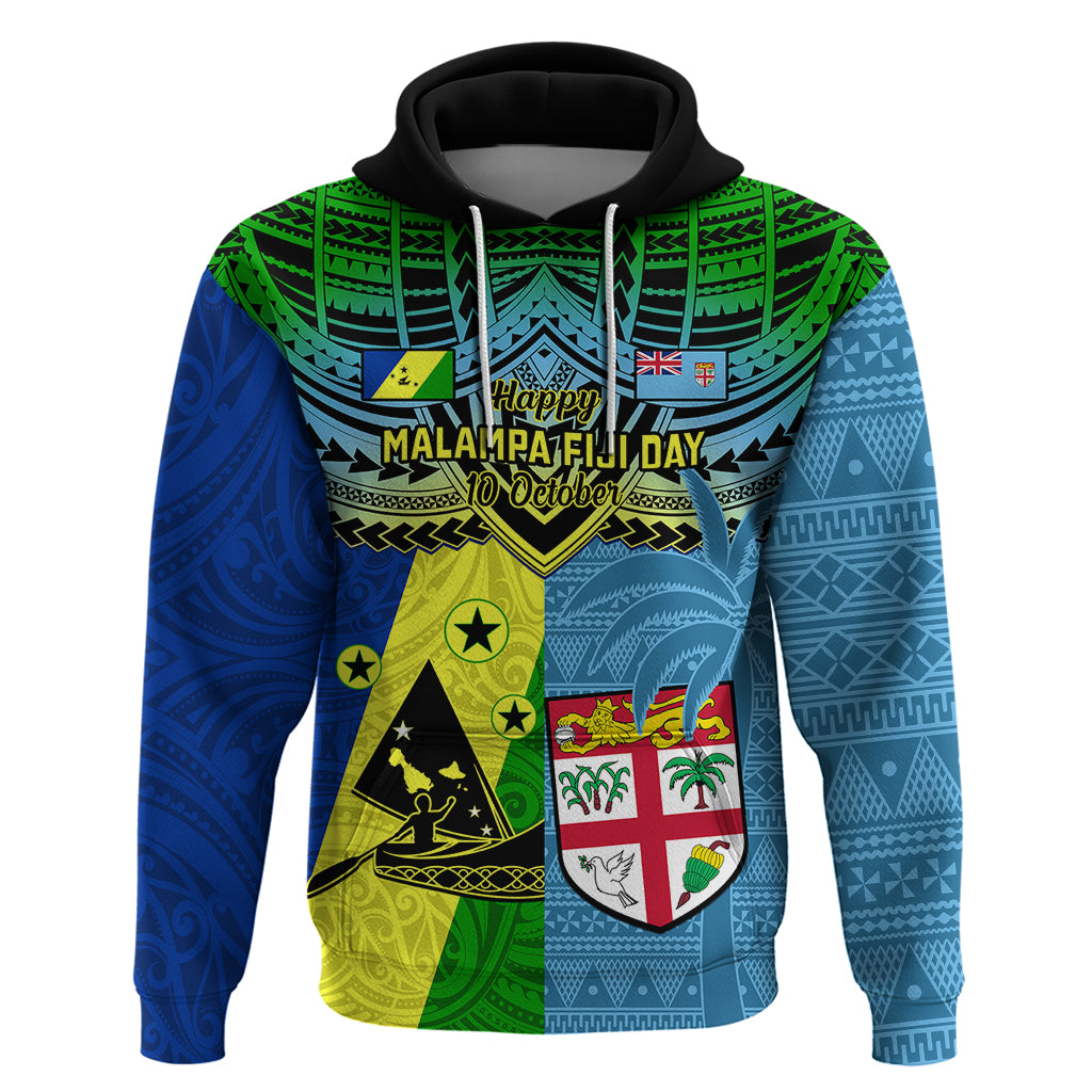 Malampa Fiji Day Hoodie Together We Grow Proud Polynesian Tapa Artsy LT14 Blue - Polynesian Pride