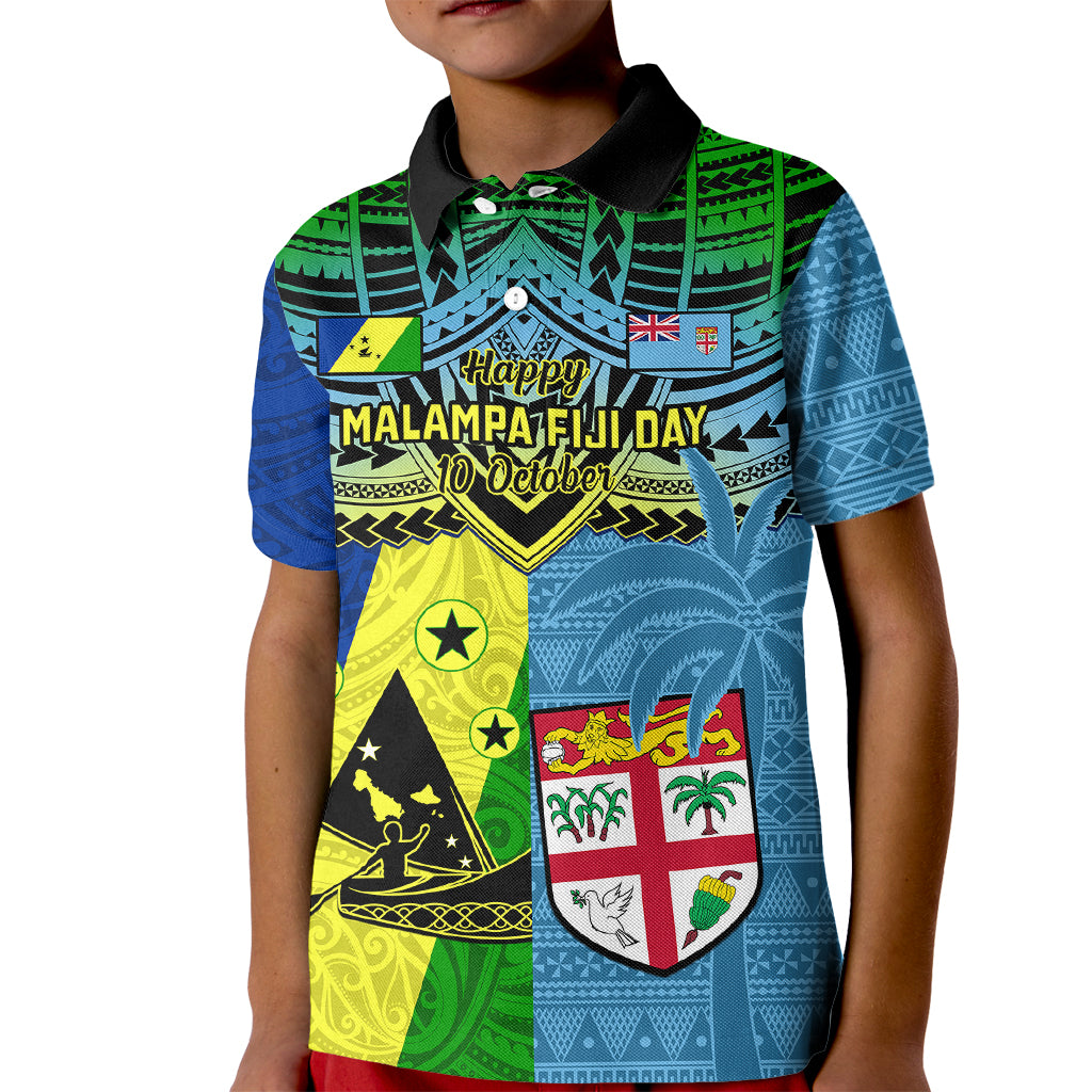 Custom Malampa Fiji Day Kid Polo Shirt Together We Grow Proud Polynesian Tapa Artsy LT14 Kid Blue - Polynesian Pride