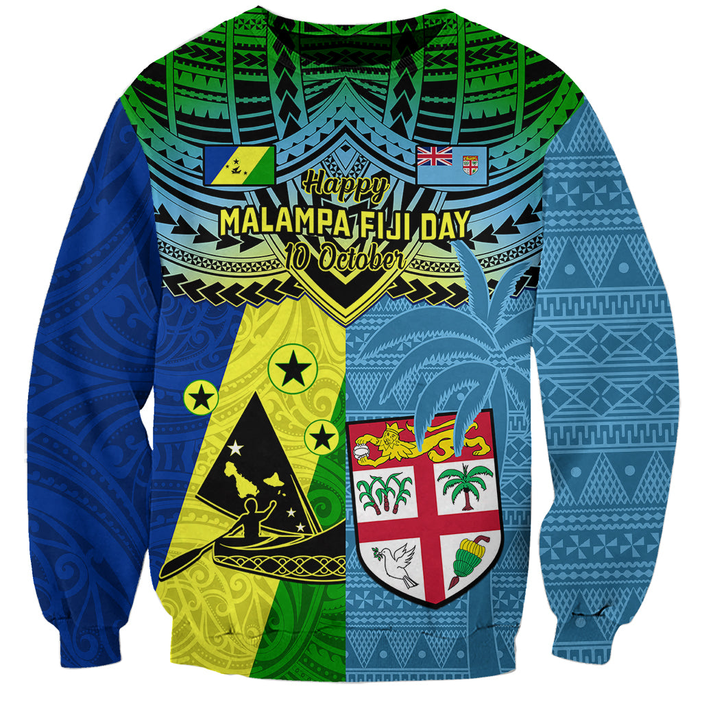Custom Malampa Fiji Day Sweatshirt Together We Grow Proud Polynesian Tapa Artsy LT14 Unisex Blue - Polynesian Pride