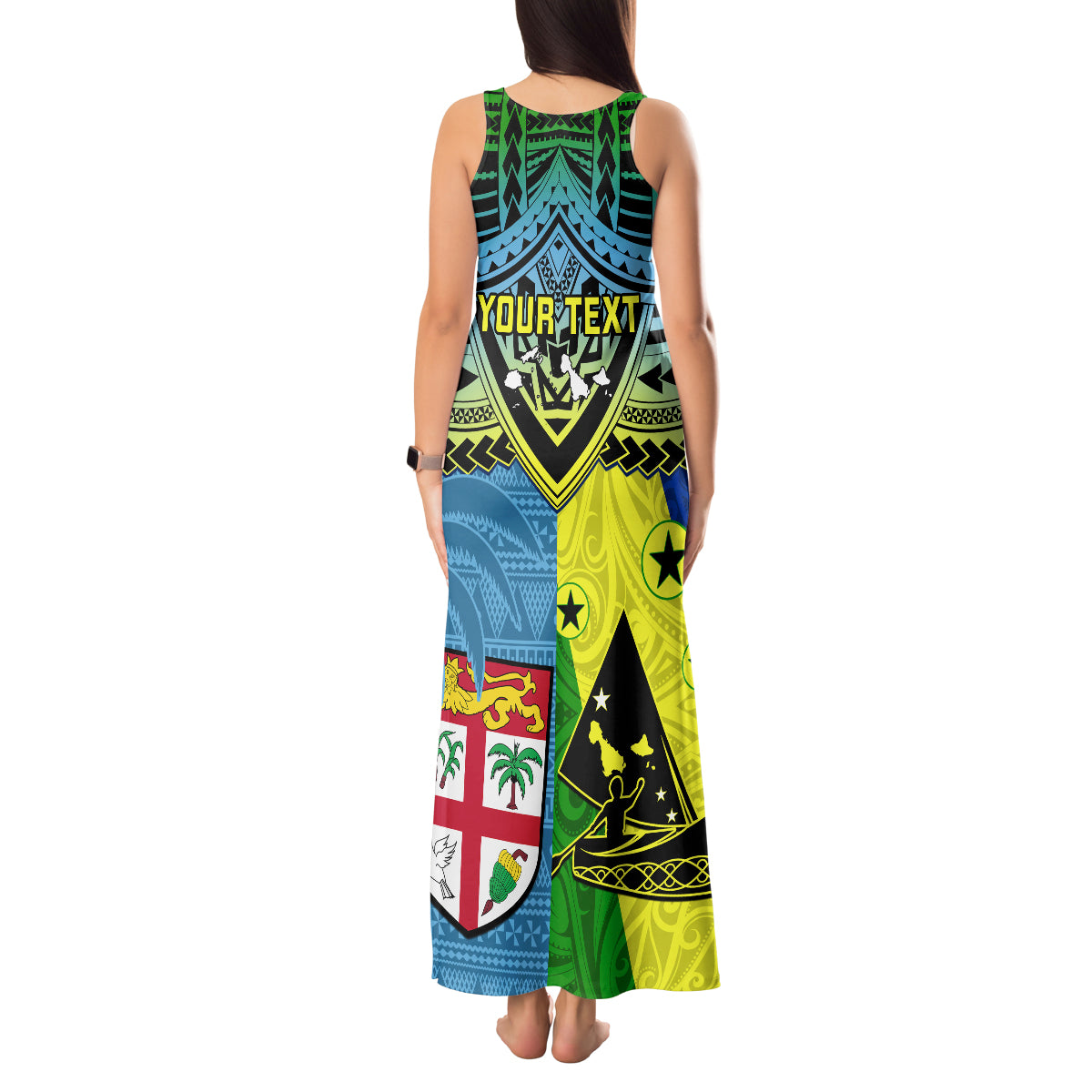 Custom Malampa Fiji Day Tank Maxi Dress Together We Grow Proud Polynesian Tapa Artsy LT14 - Polynesian Pride