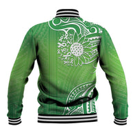 Polynesia Depression Awareness Baseball Jacket Sunflower Green Ribbons Polynesian Tattoo