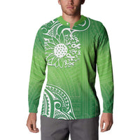 Polynesia Depression Awareness Button Sweatshirt Sunflower Green Ribbons Polynesian Tattoo
