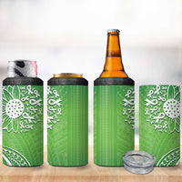 Polynesia Depression Awareness 4 in 1 Can Cooler Tumbler Sunflower Green Ribbons Polynesian Tattoo
