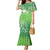 Polynesia Depression Awareness Family Matching Mermaid Dress and Hawaiian Shirt Sunflower Green Ribbons Polynesian Tattoo