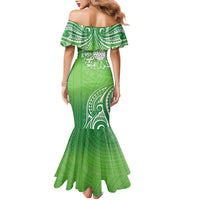 Polynesia Depression Awareness Family Matching Mermaid Dress and Hawaiian Shirt Sunflower Green Ribbons Polynesian Tattoo
