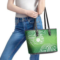 Polynesia Depression Awareness Leather Tote Bag Sunflower Green Ribbons Polynesian Tattoo