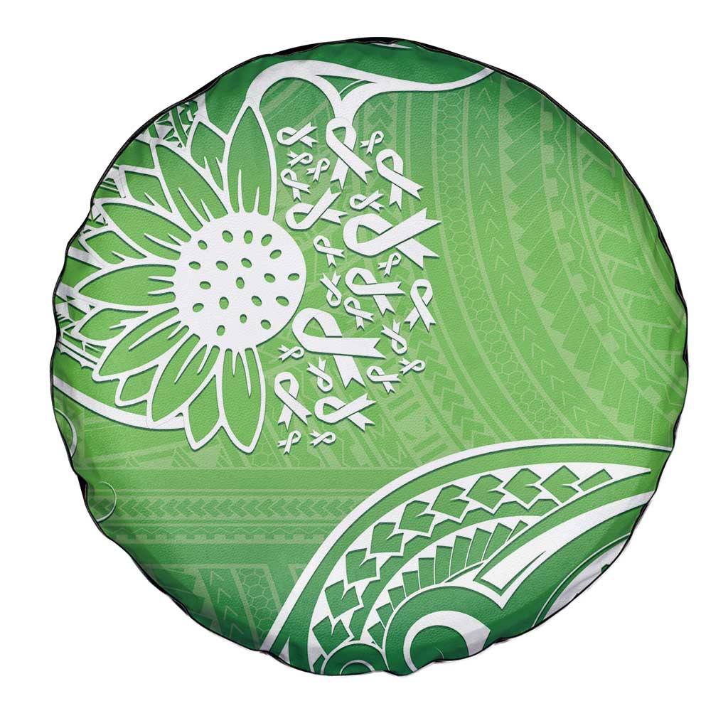Polynesia Depression Awareness Spare Tire Cover Sunflower Green Ribbons Polynesian Tattoo