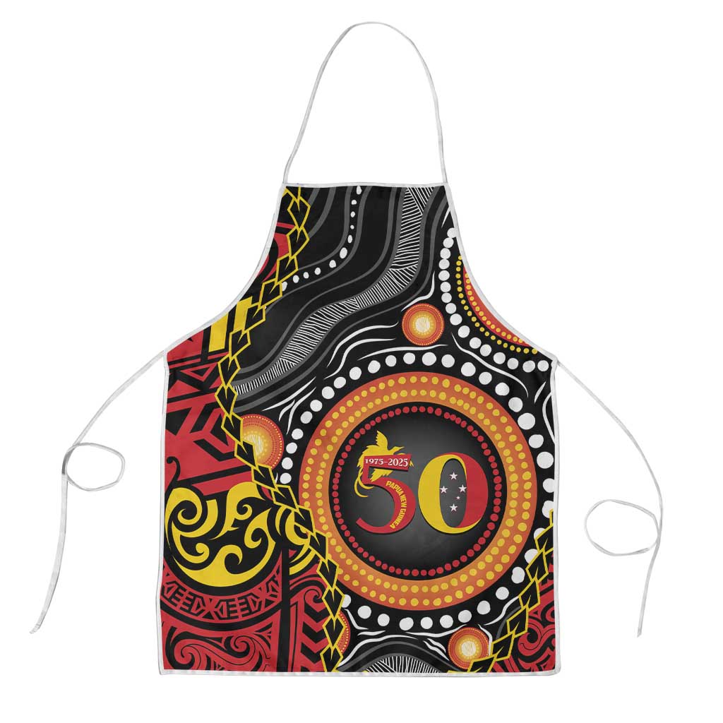 Celebrating 50 Years Papua New Guinea Apron Aboriginal Mix Papuan Pattern - Polynesian Pride