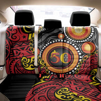 Celebrating 50 Years Papua New Guinea Back Car Seat Cover Aboriginal Mix Papuan Pattern - Polynesian Pride