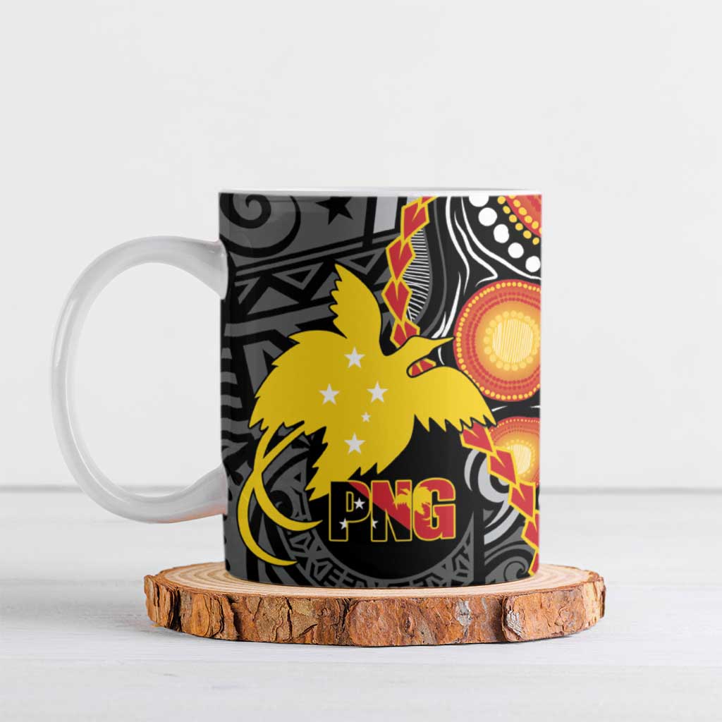 Celebrating 50 Years Papua New Guinea Ceramic Mug Aboriginal Mix Papuan Pattern - Polynesian Pride