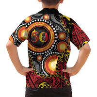 Celebrating 50 Years Papua New Guinea Family Matching Long Sleeve Bodycon Dress and Hawaiian Shirt Aboriginal Mix Papuan Pattern - Polynesian Pride