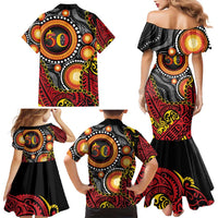Celebrating 50 Years Papua New Guinea Family Matching Mermaid Dress and Hawaiian Shirt Aboriginal Mix Papuan Pattern - Polynesian Pride