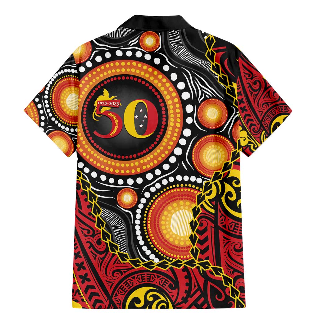Celebrating 50 Years Papua New Guinea Family Matching Mermaid Dress and Hawaiian Shirt Aboriginal Mix Papuan Pattern - Polynesian Pride