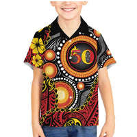 Celebrating 50 Years Papua New Guinea Family Matching Mermaid Dress and Hawaiian Shirt Aboriginal Mix Papuan Pattern - Polynesian Pride