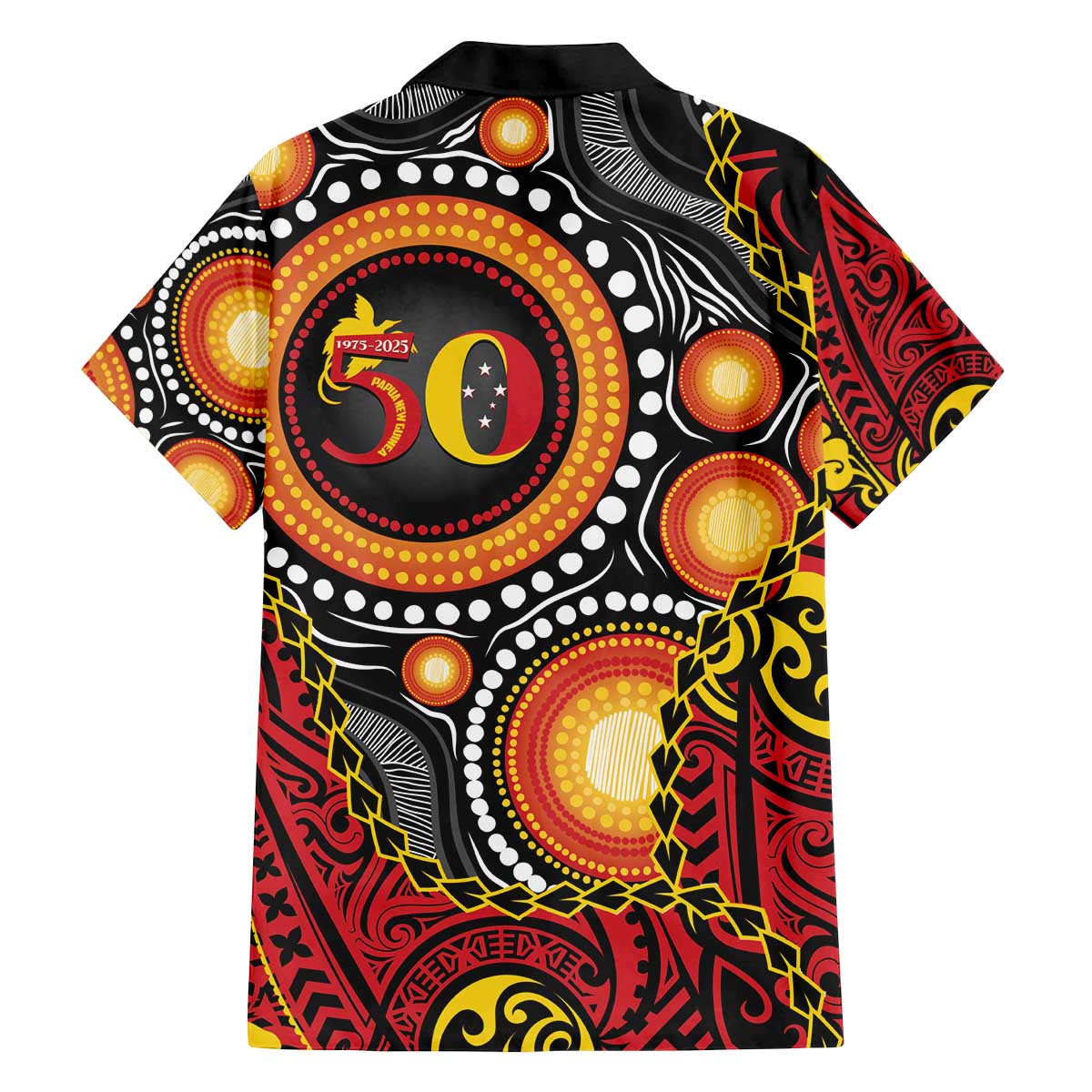 Celebrating 50 Years Papua New Guinea Family Matching Off The Shoulder Long Sleeve Dress and Hawaiian Shirt Aboriginal Mix Papuan Pattern - Polynesian Pride