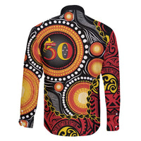 Celebrating 50 Years Papua New Guinea Family Matching Off Shoulder Short Dress and Hawaiian Shirt Aboriginal Mix Papuan Pattern - Polynesian Pride