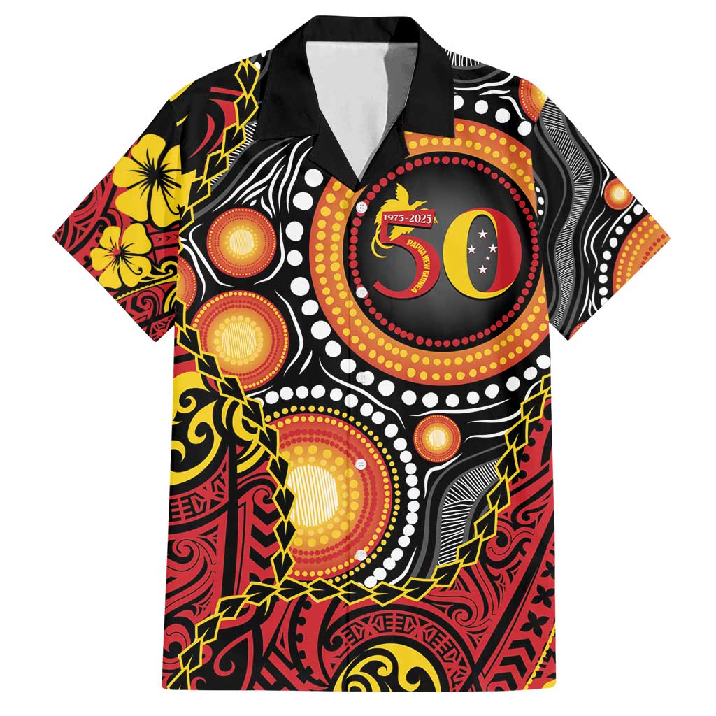 Celebrating 50 Years Papua New Guinea Family Matching Puletasi and Hawaiian Shirt Aboriginal Mix Papuan Pattern - Polynesian Pride