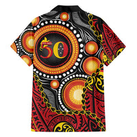 Celebrating 50 Years Papua New Guinea Family Matching Short Sleeve Bodycon Dress and Hawaiian Shirt Aboriginal Mix Papuan Pattern - Polynesian Pride