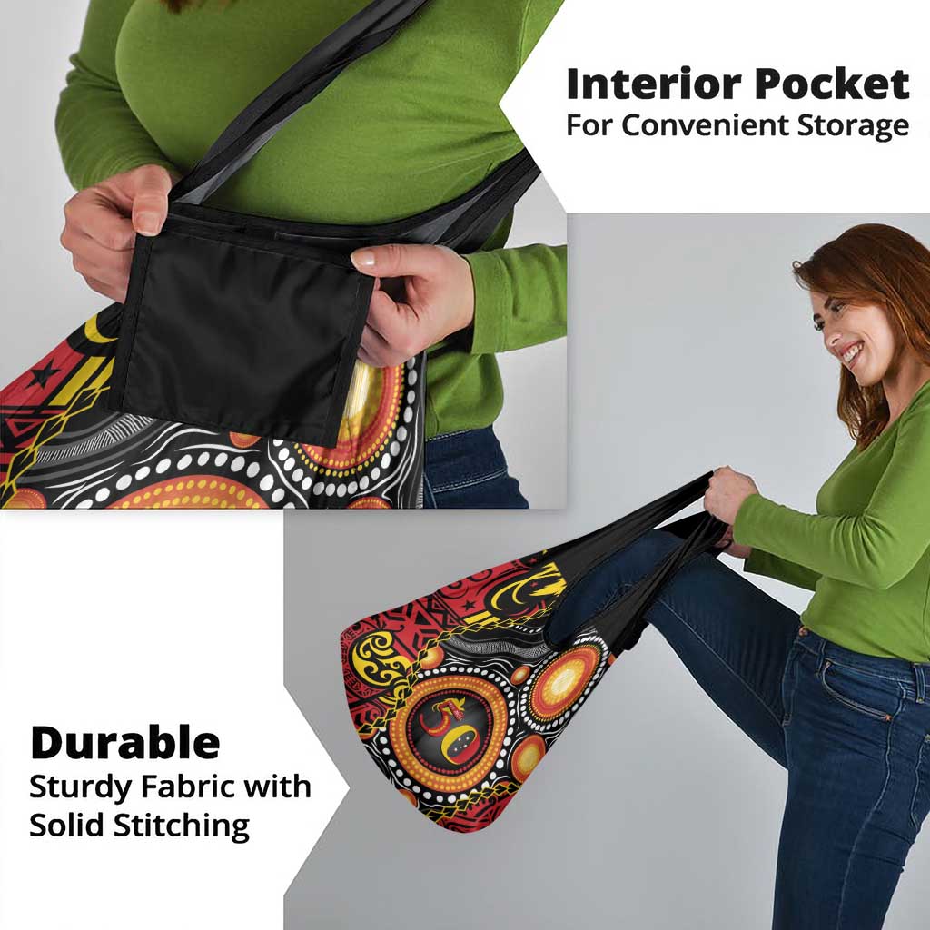 Celebrating 50 Years Papua New Guinea Grocery Bag Aboriginal Mix Papuan Pattern - Polynesian Pride