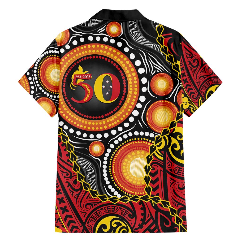 Celebrating 50 Years Papua New Guinea Hawaiian Shirt Aboriginal Mix Papuan Pattern - Polynesian Pride