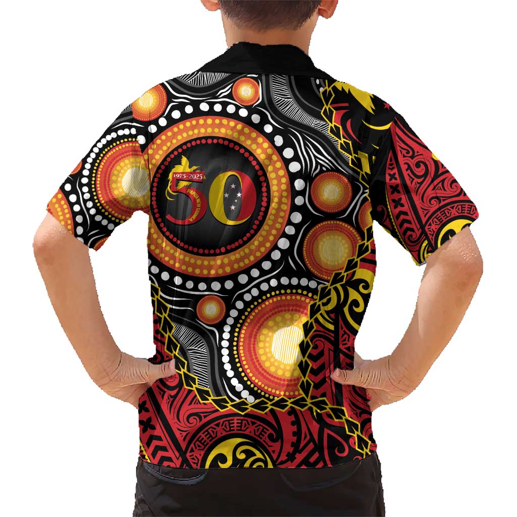 Celebrating 50 Years Papua New Guinea Hawaiian Shirt Aboriginal Mix Papuan Pattern - Polynesian Pride
