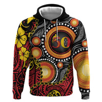 Celebrating 50 Years Papua New Guinea Hoodie Aboriginal Mix Papuan Pattern - Polynesian Pride