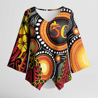 Celebrating 50 Years Papua New Guinea Kimono Sleeve Blouse Aboriginal Mix Papuan Pattern - Polynesian Pride